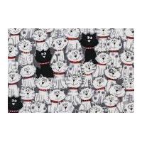 timeless treasures cats poplin quilting fabric black white