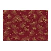 Timeless Treasures Gingko Metallic Poplin Quilting Fabric Red