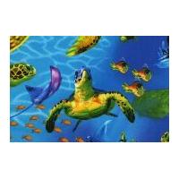 timeless treasures turtles poplin quilting fabric blue