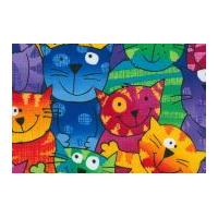 timeless treasures happy cats poplin quilting fabric multicoloured