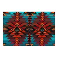 Timeless Treasures Southwest Blanket Poplin Quilting Fabric Turquoise