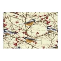 timeless treasures chickadees poplin quilting fabric cream