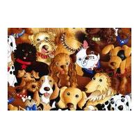 Timeless Treasures Dogs Poplin Quilting Fabric Brown