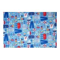 timeless treasures nautical poplin quilting fabric blue