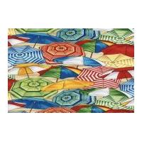 Timeless Treasures Beach Umbrellas Poplin Quilting Fabric Multicoloured