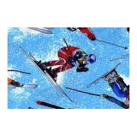 timeless treasures skiing poplin quilting fabric blue