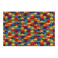 Timeless Treasures Rainbow Puzzle Poplin Quilting Fabric Multicoloured