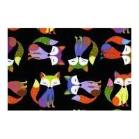 timeless treasures foxes poplin quilting fabric black