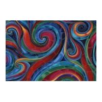 Timeless Treasures Swirl Metallic Poplin Quilting Fabric Multicoloured