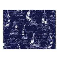 Timeless Treasures Seaside Sailboats Poplin Quilting Fabric Sapphire