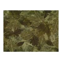 timeless treasures fossil leaf metallic poplin quilting fabric green