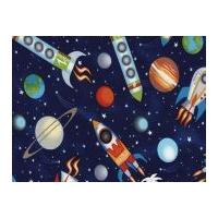 timeless treasures out of this world poplin quilting fabric navy blue