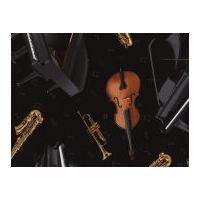 Timeless Treasures Tossed Musical Instruments Poplin Quilting Fabric Black