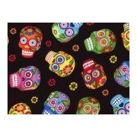 timeless treasures sugar skulls poplin quilting fabric black