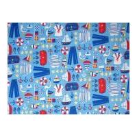 Timeless Treasures Nautical Poplin Quilting Fabric Blue