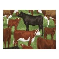 timeless treasures beef cows poplin quilting fabric green