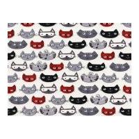 Timeless Treasures Cute Cat Faces Poplin Quilting Fabric Grey