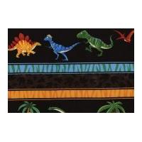 Timeless Treasures Dinosaur Stripe Poplin Quilting Fabric Black