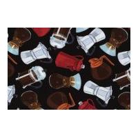 Timeless Treasures Coffee Makers Poplin Quilting Fabric Black