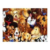 Timeless Treasures Dogs Poplin Quilting Fabric Brown