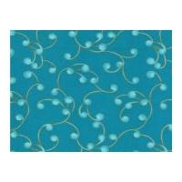 Timeless Treasures Scroll Metallic Poplin Quilting Fabric Teal