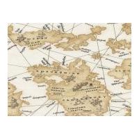 Timeless Treasures Old World Map Poplin Quilting Fabric Antique