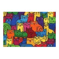 Timeless Treasures Cats Poplin Quilting Fabric Multicoloured