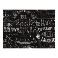 timeless treasures chalkboard words poplin quilting fabric black