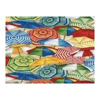 Timeless Treasures Beach Umbrellas Poplin Quilting Fabric Multicoloured