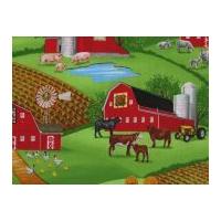 Timeless Treasures Barn Cows & Pigs Poplin Quilting Fabric Green