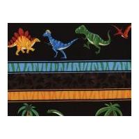 Timeless Treasures Dinosaur Stripe Poplin Quilting Fabric Black