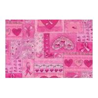 Timeless Treasures Pink Ribbon Poplin Quilting Fabric