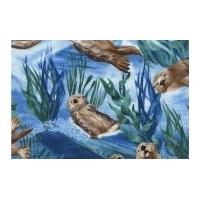 Timeless Treasures Sea Otters Poplin Quilting Fabric