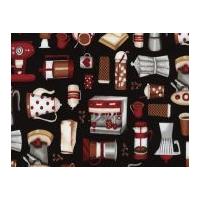 timeless treasures mini coffee motifs poplin quilting fabric black