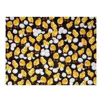 Timeless Treasures Farm Chicken & Egg Poplin Quilting Fabric Black