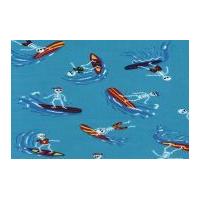 Timeless Treasures Surfing Skeletons Poplin Quilting Fabric Aqua