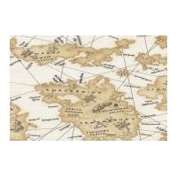 Timeless Treasures Old World Map Poplin Quilting Fabric Antique