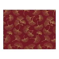 timeless treasures gingko metallic poplin quilting fabric red