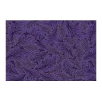 Timeless Treasures Packed Leaf Metallic Poplin Quilting Fabric Purple