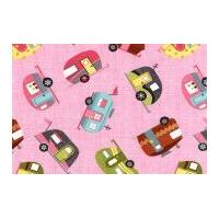 Timeless Treasures Motorhomes Poplin Quilting Fabric Pink