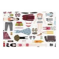Timeless Treasures Paper Dolls Poplin Quilting Fabric White
