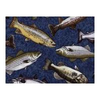 Timeless Treasures Freshwater Fish Poplin Quilting Fabric Water