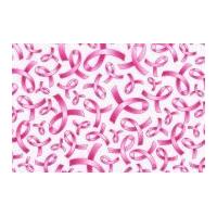 Timeless Treasures Pink Ribbon Metallic Poplin Quilting Fabric