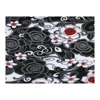 Timeless Treasures Swirly Floral Poplin Quilting Fabric Black