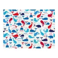 timeless treasures mini whales poplin quilting fabric white