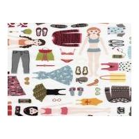Timeless Treasures Paper Dolls Poplin Quilting Fabric White