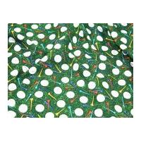 Timeless Treasures Golf Balls, Tees & Grass Quilting Fabric Green