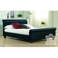 time living aurora real leather bed double real leather black