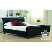 Time Living Aurora Real Leather Bed, Double, Real Leather - Brown