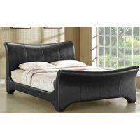 time living wave faux leather bed double faux leather brown